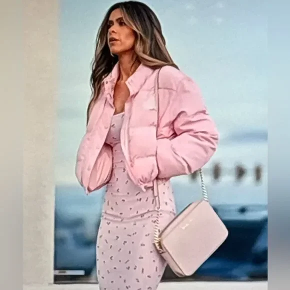 Michael Kors Bag Crossbody Purse Handbag Leather Cynthia Pink Chain Satchel Bag - Picture 2 of 16